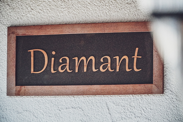 Wooden Diamant apartment sign at luxury chalet in Sillian East Tyrol South Tyrol holiday rental