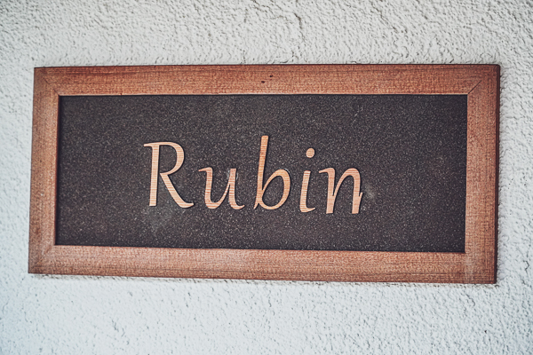 Wooden Rubin sign at luxury chalet in Sillian East Tyrol South Tyrol holiday rental